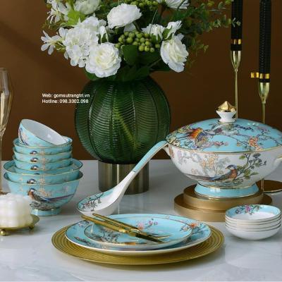 BỘ BÁT ĐĨA CAO CẤP PHƯỢNG HOÀNG XANH NGỌC